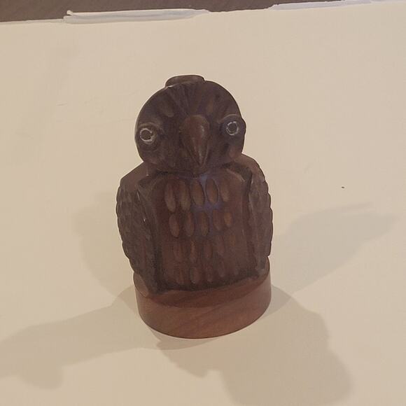 Vintage Hand Carved Wooden Eyeglasses Holder Owl Figurine - Picture 5 of 13